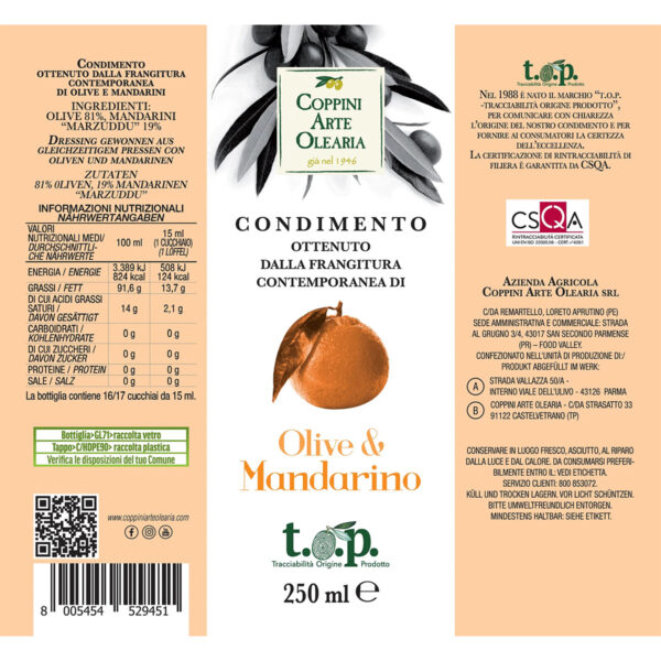Condimento Olive & Mandarino - Olio al mandarino marzuddu